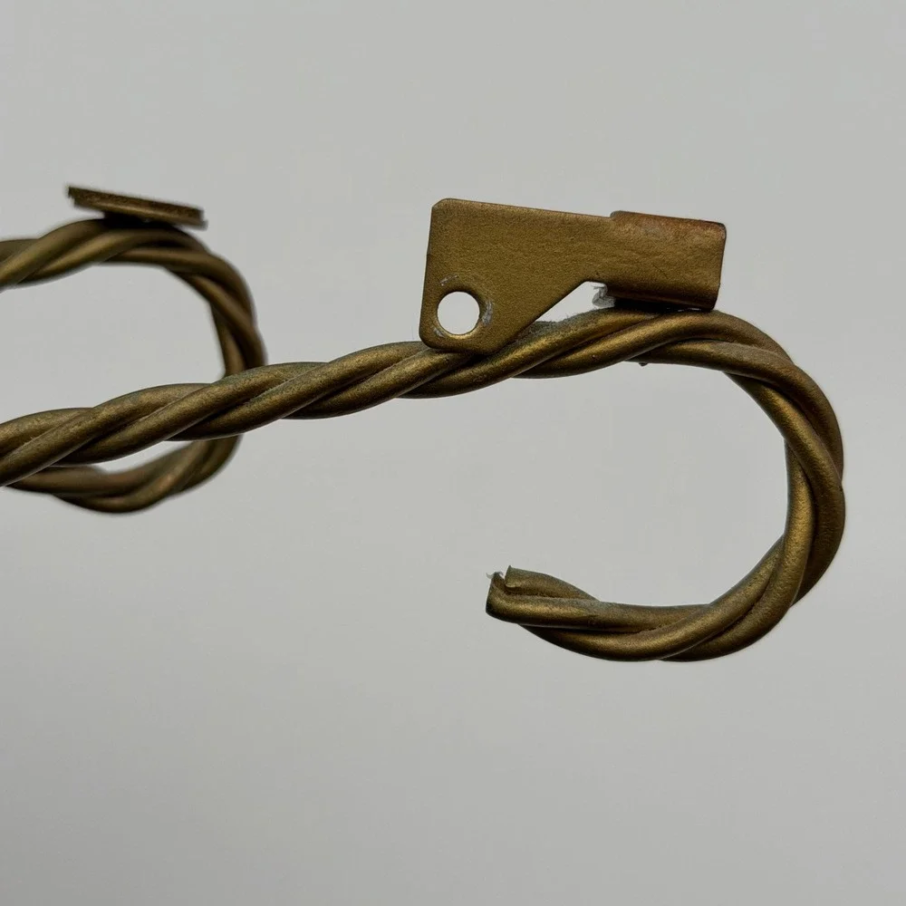 Vintage Gold Twisted Wire 5 Hook Wall Rack Mid Century Modern Wheat Sheaf Style